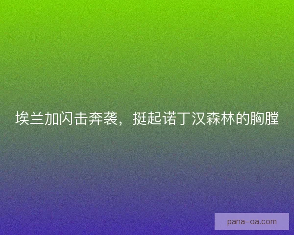 埃兰加闪击奔袭，挺起诺丁汉森林的胸膛