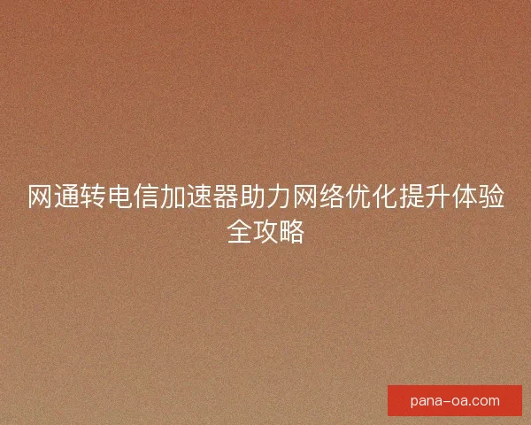 网通转电信加速器助力网络优化提升体验全攻略